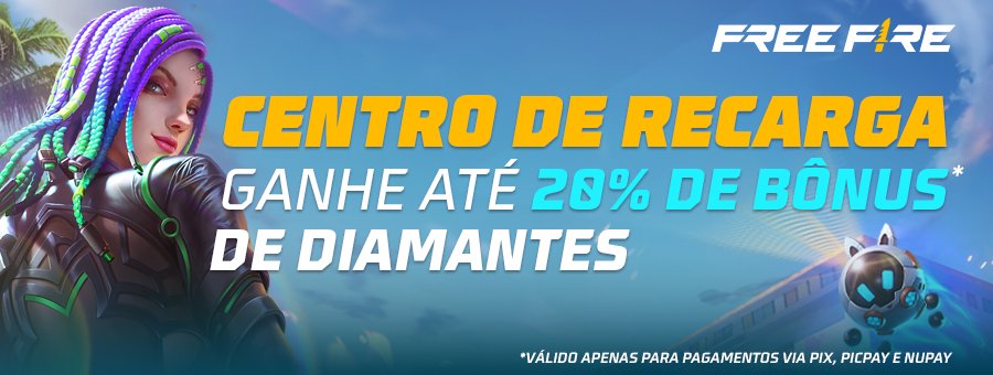 Centro de recarga: ganhe até 20% de bônus de diamantes